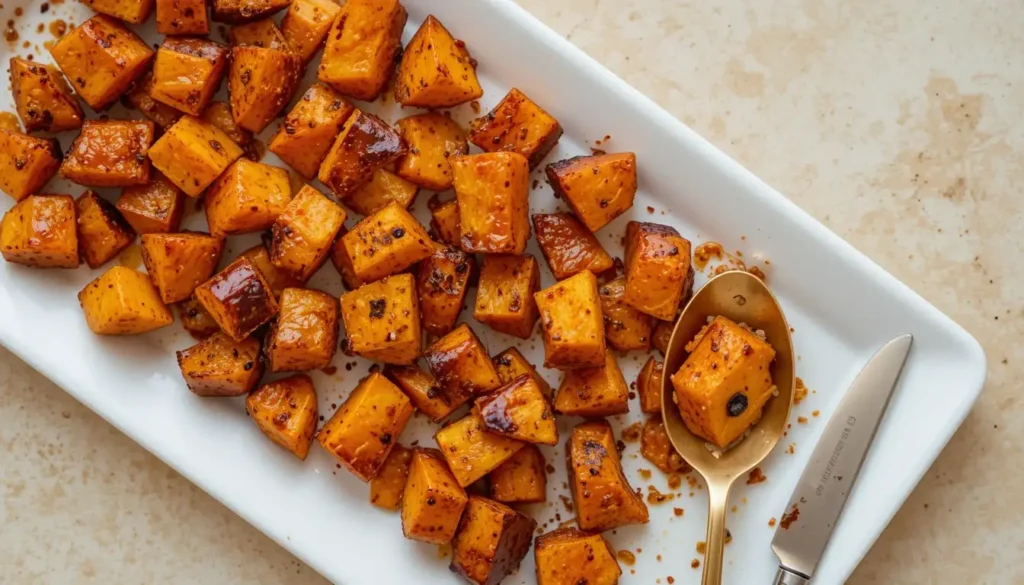 Roasted butternut squash served on a platter.
